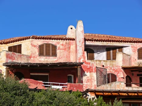 Porto Cervo,Costa Smeralda,houses in pastel colors,pastel shades