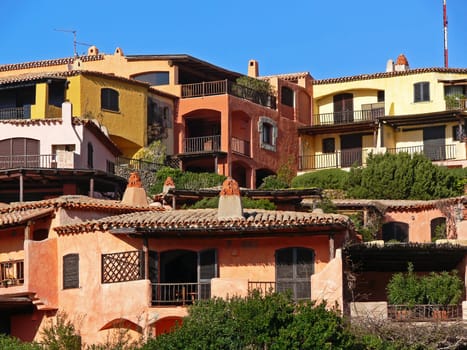 Porto Cervo,Costa Smeralda,houses in pastel colors,pastel shades