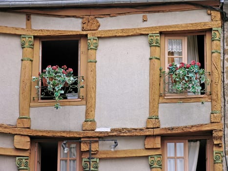 Moncontour,half-timbered house