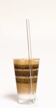 Latte macchiato in a glass