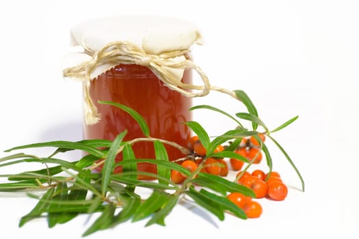 Jam jar against a white background
