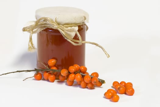 Jam jar against a white background