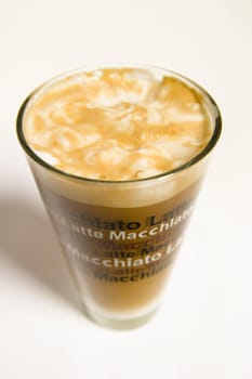 Latte macchiato in a glass