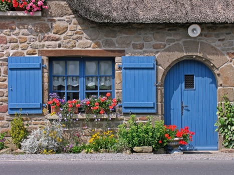 near Mont-Dol,blue window,Brittany