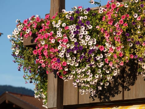 Balcony with flowers in Bavarian style