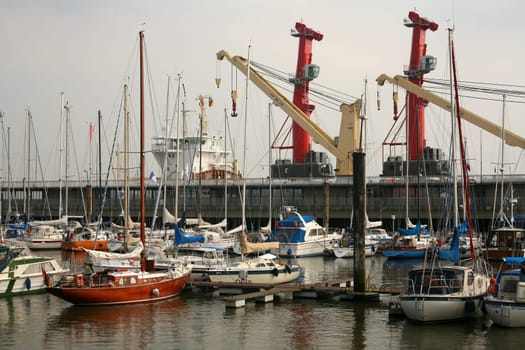 Sailboats in the harbour of Cuxhaven
