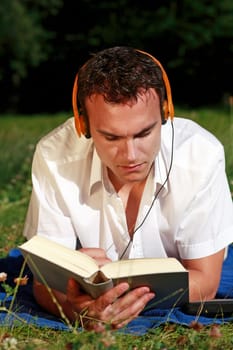 Student with book and headphones IV