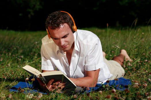 Student with book and headphones III