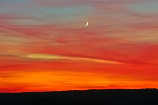 Evening mood,evening sky after sunset,clouds,Hagen am Teutoburger Wald,Osnabrücker Land