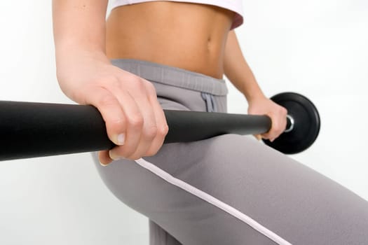 Sporty with dumbbell
