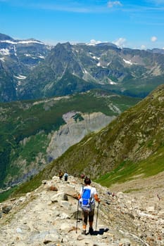 Mountain hike in the Alps