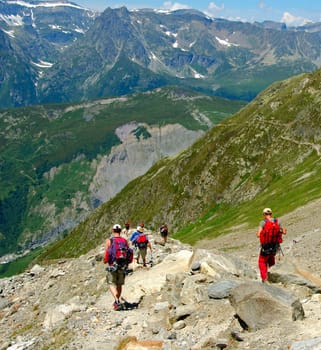 Mountain hike in the Alps