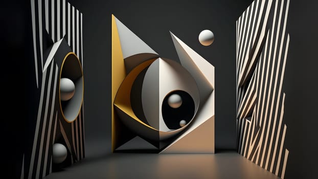 abstract minimalistic geometric shapes scene, neural network generated art. Digitally generated image. Not based on any actual scene or pattern.