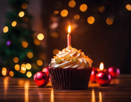 Lovely Christmas cupcake. High quality illustration