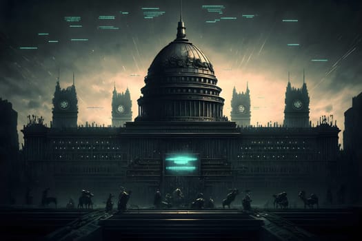cyber government concept, neural network generated art. Digitally generated image. Not based on any actual person, scene or pattern.
