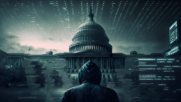 cyber government concept, neural network generated art. Digitally generated image. Not based on any actual person, scene or pattern.