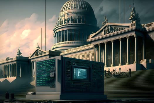 cyber government concept, neural network generated art. Digitally generated image. Not based on any actual person, scene or pattern.
