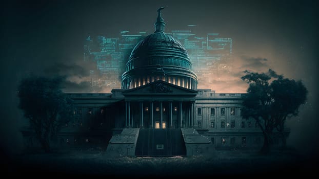 cyber government concept, neural network generated art. Digitally generated image. Not based on any actual person, scene or pattern.