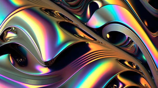 texture and abstract full-frame background of iridescent metal, neural network generated art. Digitally generated image. Not based on any actual scene or pattern.