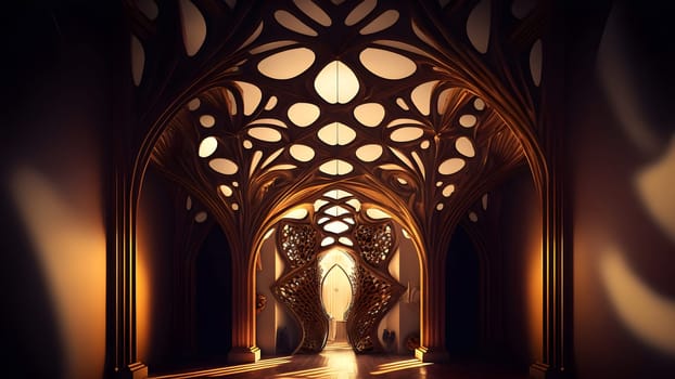 Experimental creative architecture design interior, neural network generated art. Digitally generated image. Not based on any actual person, scene or pattern.