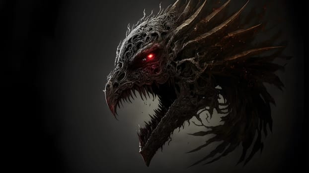 demonic nightmare beast covered with sharp thorns, neural network generated art. Digitally generated image. Not based on any actual person, scene or pattern.