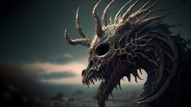 demonic nightmare beast covered with sharp thorns, neural network generated art. Digitally generated image. Not based on any actual person, scene or pattern.