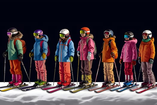 children skiing. Neural network generated in May 2023. Not based on any actual person, scene or pattern.