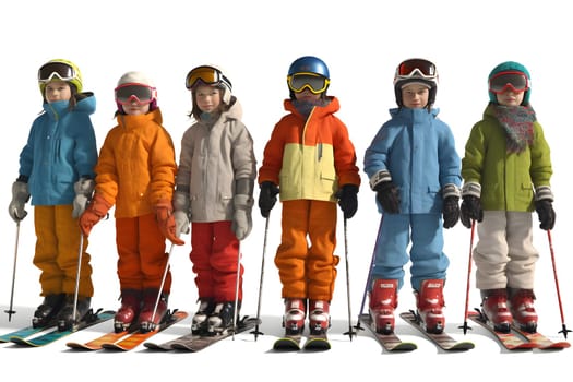 children skiing. Neural network generated in May 2023. Not based on any actual person, scene or pattern.