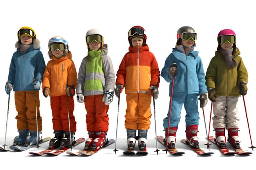 children skiing. Neural network generated in May 2023. Not based on any actual person, scene or pattern.