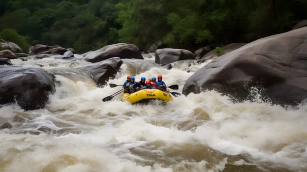 white water rafting, neural network generated art. Digitally generated image. Not based on any actual person, scene or pattern.