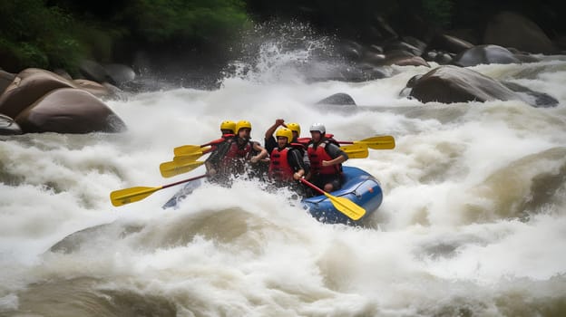 White water rafting. Neural network generated in May 2023. Not based on any actual person, scene or pattern.