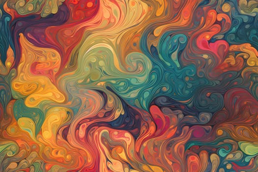 seamless background of colored diffusing turbulent fumes or paint pigments in liquid. Neural network generated in May 2023. Not based on any actual scene or pattern.