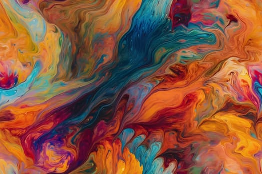 flat seamless background of colored diffusing turbulent fumes or paint pigments in liquid. Neural network generated in May 2023. Not based on any actual scene or pattern.