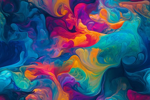 flat seamless background of colored diffusing turbulent fumes or paint pigments in liquid. Neural network generated in May 2023. Not based on any actual scene or pattern.