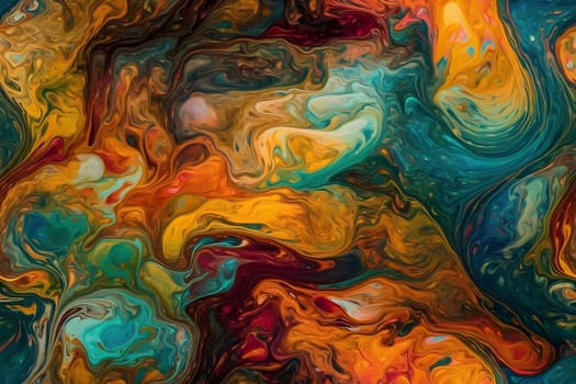 flat seamless background of colored diffusing turbulent fumes or paint pigments in liquid. Neural network generated in May 2023. Not based on any actual scene or pattern.