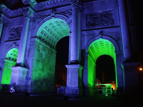 Victory Gate at night