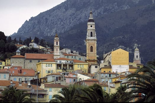 Menton,old town with churches,Côte d'Azur