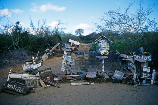 The legendary Post Office Box on the Galápagos island of Floreana has existed for several centuries. Initially used only by whalers as a post box,the box was eventually used as a "post office"" by all visitors to the island. Sailors leg"