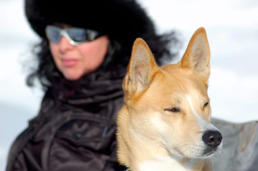 Woman with Dog (Dingo-Mix)