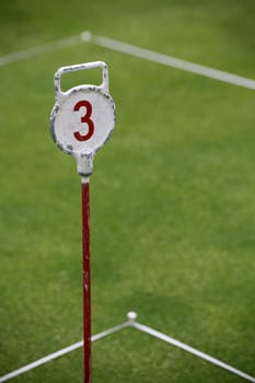 Marker sign on a golf course