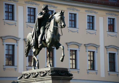 Equestrian statue on the Platz der Republik in Weimar