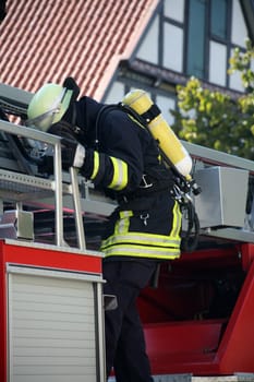 Firefighters during a rescue drill