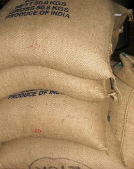 Bags of green coffee