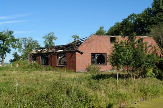 burned-down house