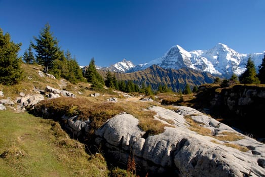 From the Lobhornhütte you probably have the most beautiful view of the Eiger,Mönch and,depending on your point of view,also of the Jungfrau.