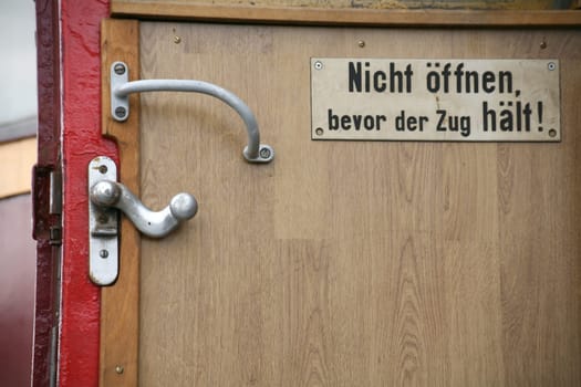 Door of a historic railway carriage