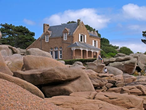 Ploumanach,house on the rock,Brittany