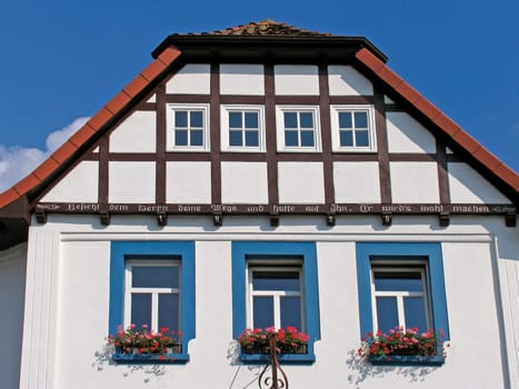 Lienen,White half-timbered house