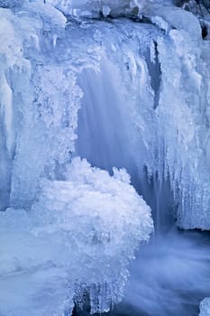 Waterfall with ice formations
