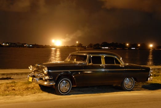 Oldtimer at night Cuba Cuba